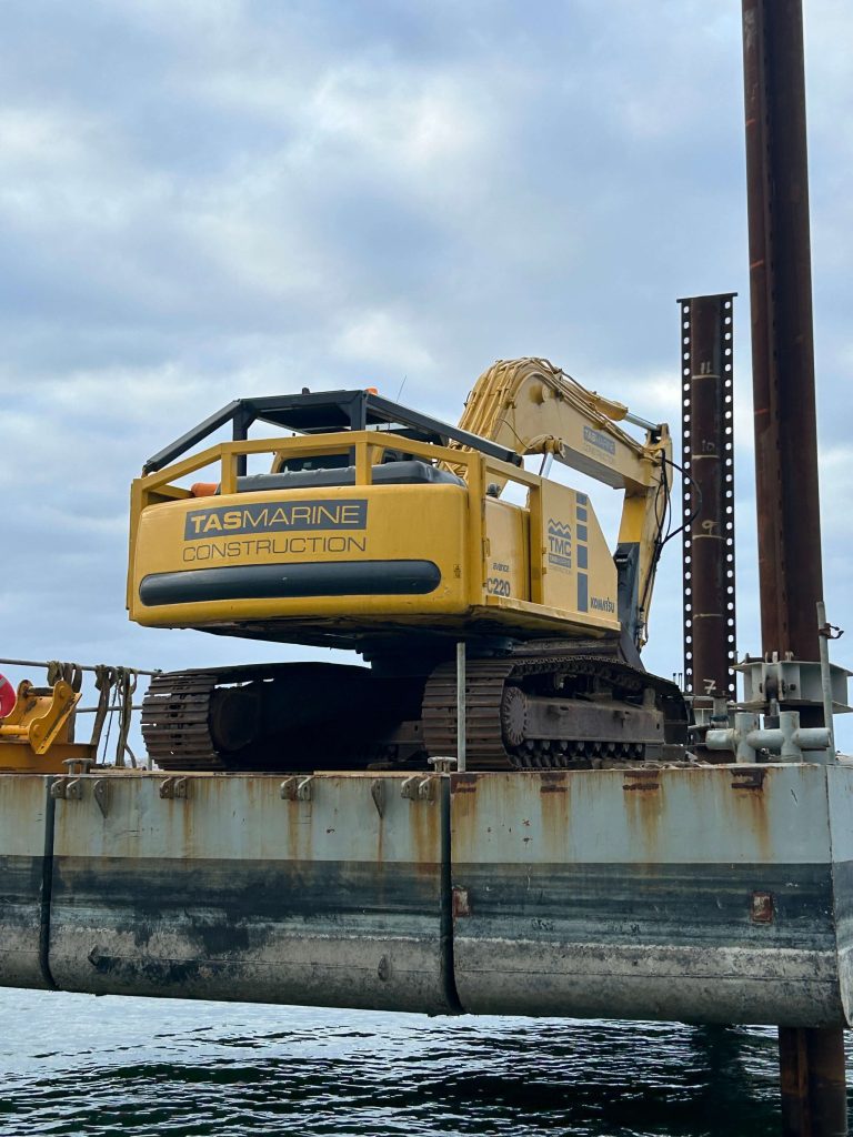 Tas Marine tradespeople working with specialised marine construction equipment